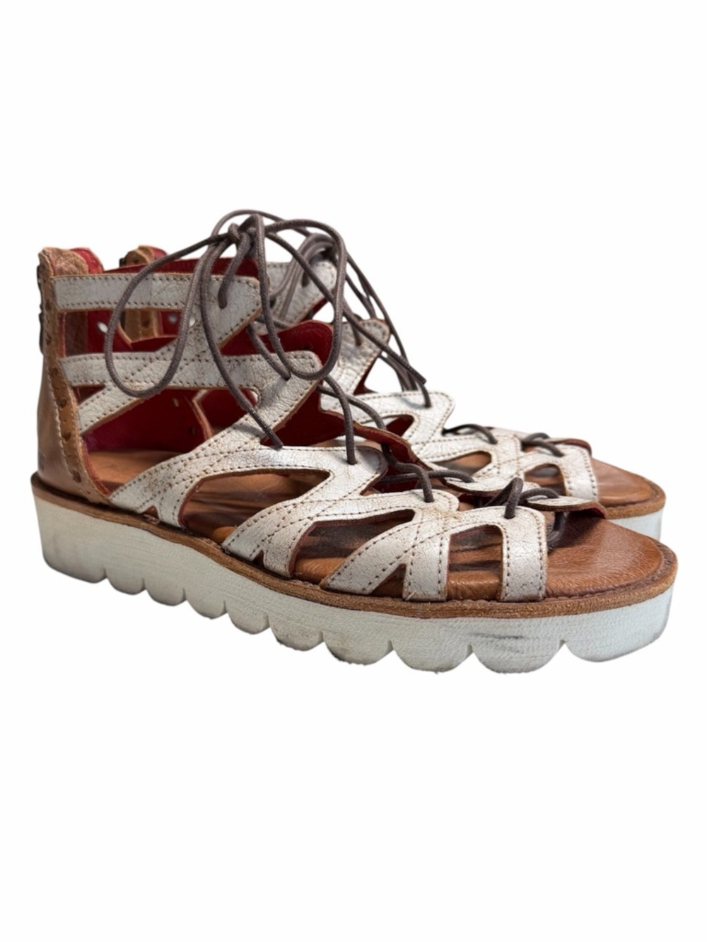 Bed Stu Shirin II Rustic Leather Lace Up Platform Sandals Women’s 9.5 Indie Boho